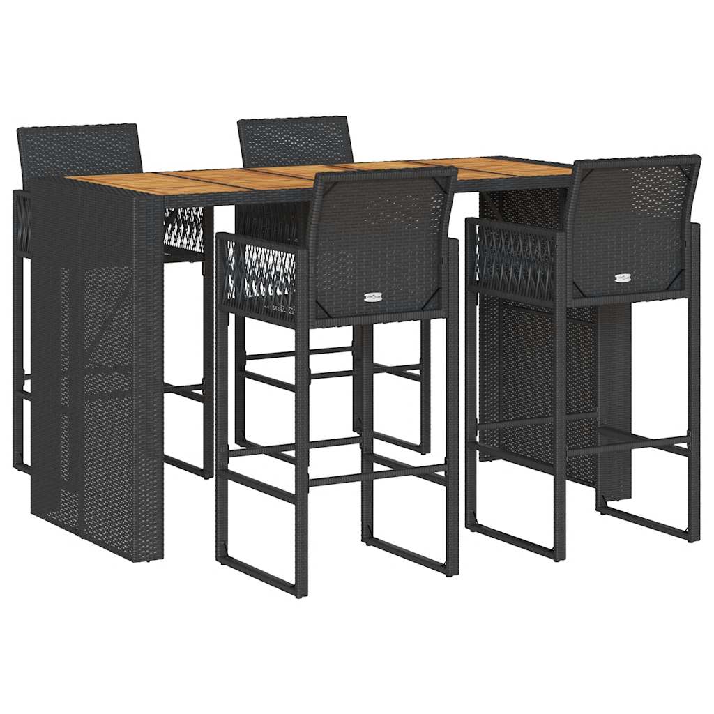 5-Tlg. Gartenbar-Set Ohne Kissen Poly Rattan Akazie