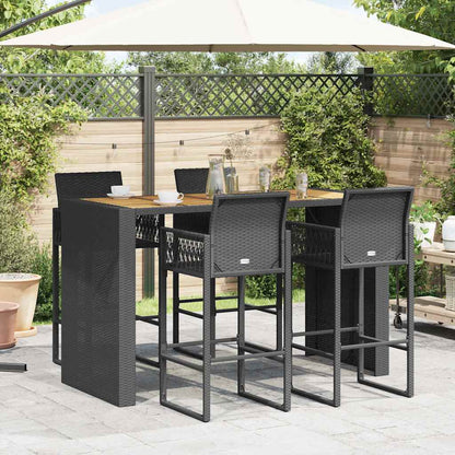 5-Tlg. Gartenbar-Set Ohne Kissen Poly Rattan Akazie