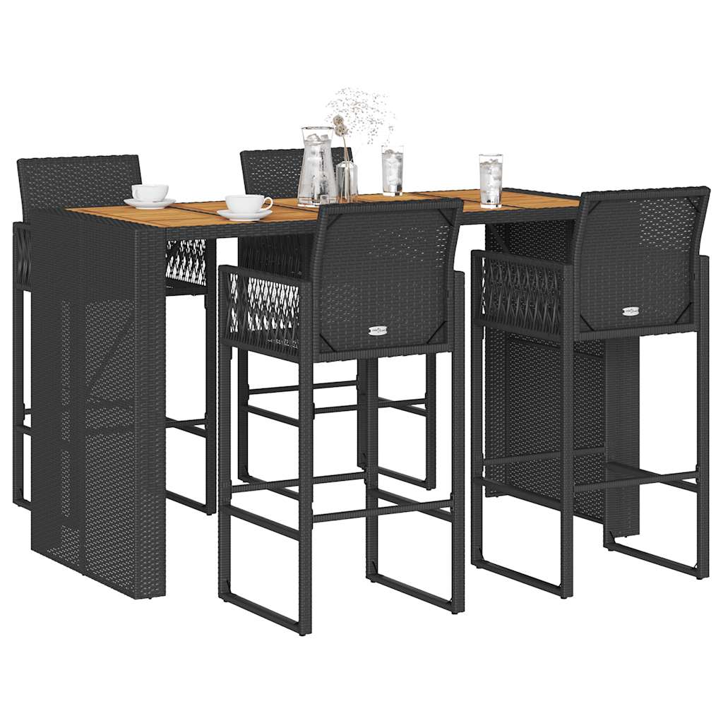5-Tlg. Gartenbar-Set Ohne Kissen Poly Rattan Akazie