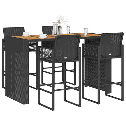 5-Tlg. Gartenbar-Set Ohne Kissen Poly Rattan Akazie