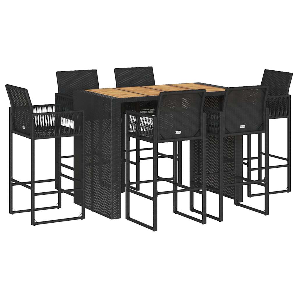 7-Tlg. Gartenbar-Set Ohne Kissen Poly Rattan Akazie