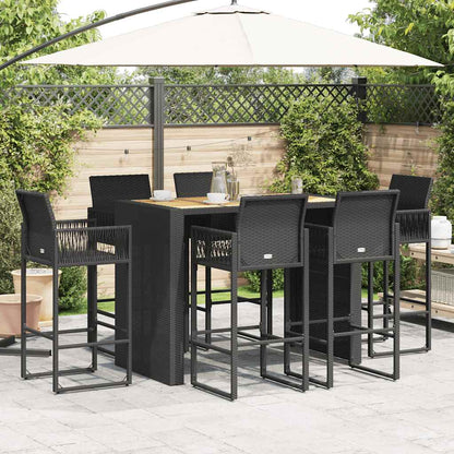 7-Tlg. Gartenbar-Set Ohne Kissen Poly Rattan Akazie