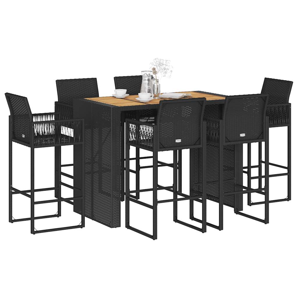 7-Tlg. Gartenbar-Set Ohne Kissen Poly Rattan Akazie