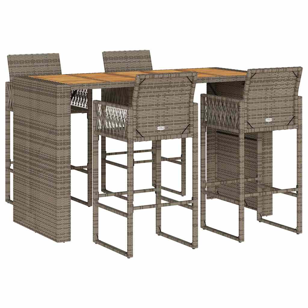 5-Tlg. Gartenbar-Set Ohne Kissen Poly Rattan Akazie