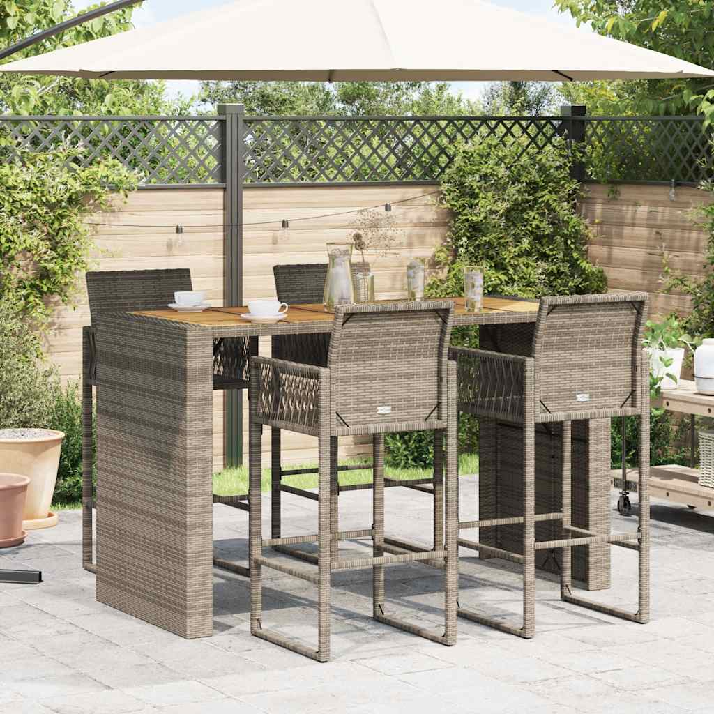 5-Tlg. Gartenbar-Set Ohne Kissen Poly Rattan Akazie