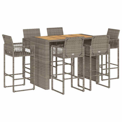 7-Tlg. Gartenbar-Set Ohne Kissen Poly Rattan Akazie