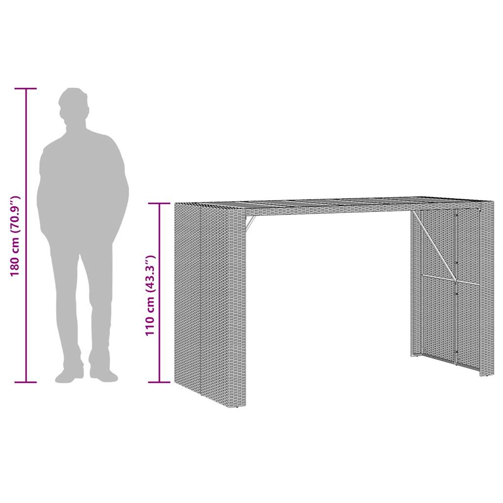 7-Tlg. Gartenbar-Set Ohne Kissen Poly Rattan Akazie