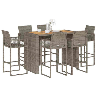 7-Tlg. Gartenbar-Set Ohne Kissen Poly Rattan Akazie