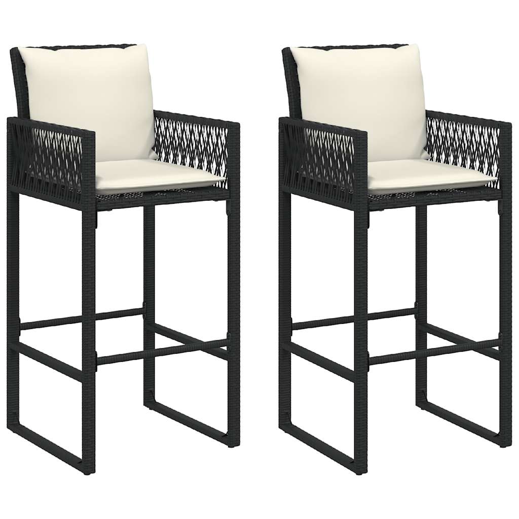 3-Tlg. Gartenbar-Set Mit Kissen Poly Rattan Akazie