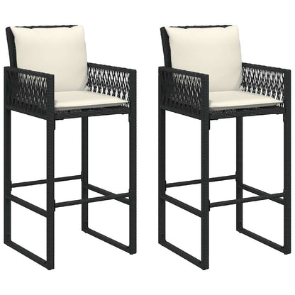 3-Tlg. Gartenbar-Set Mit Kissen Poly Rattan Akazie