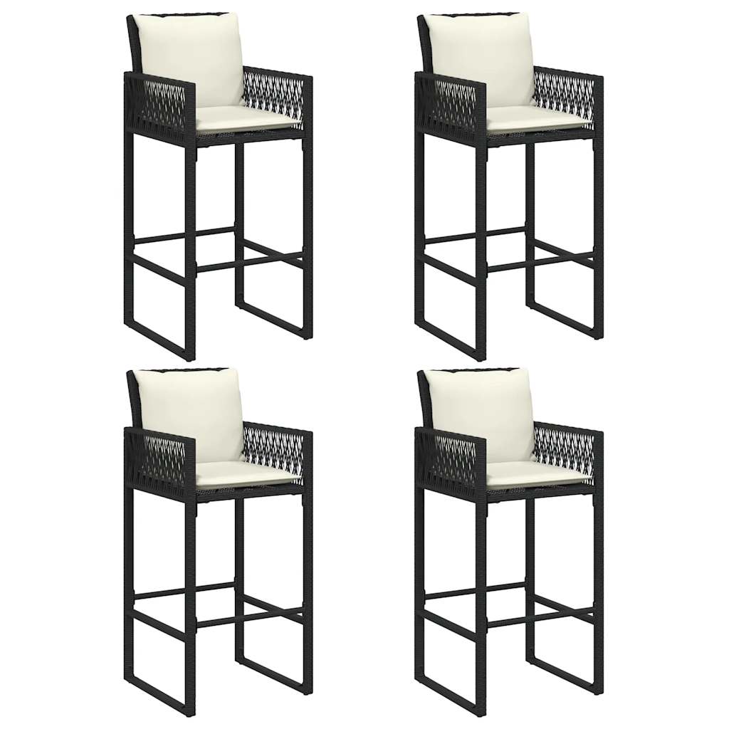 5-Tlg. Gartenbar-Set Mit Kissen Poly Rattan Akazie