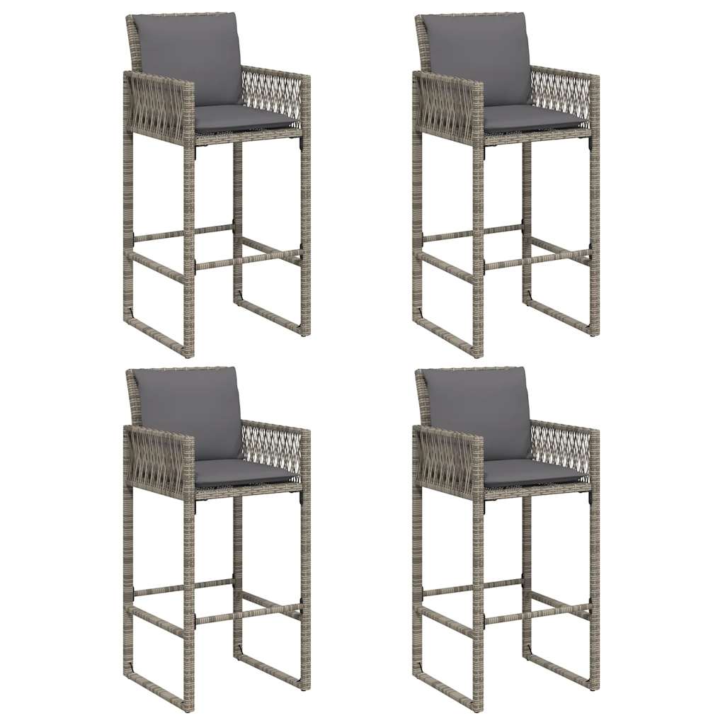 5-Tlg. Gartenbar-Set Mit Kissen Poly Rattan Akazie
