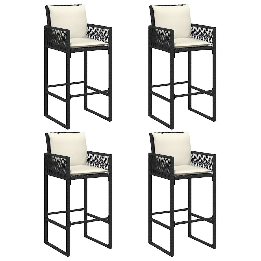 5-Tlg. Gartenbar-Set Mit Kissen Poly Rattan Akazie