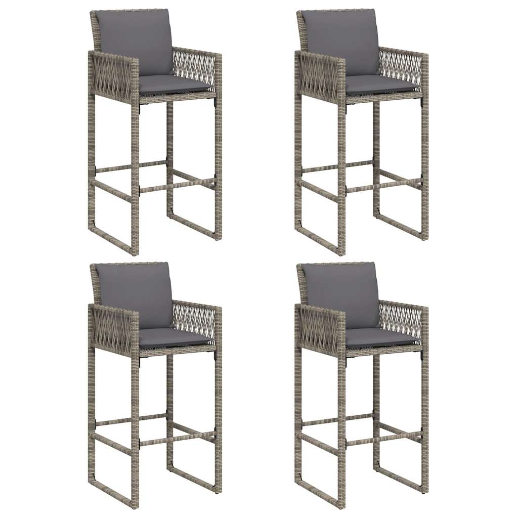 5-Tlg. Gartenbar-Set Mit Kissen Poly Rattan Akazie