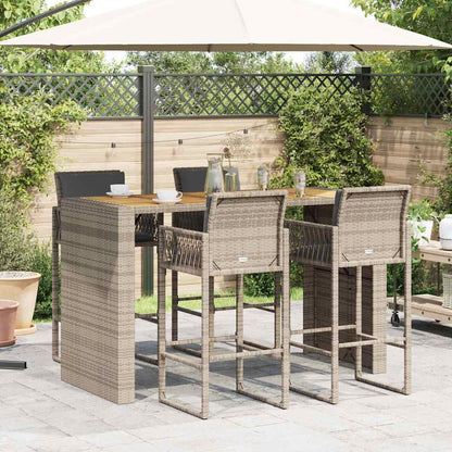5-Tlg. Gartenbar-Set Mit Kissen Poly Rattan Akazie