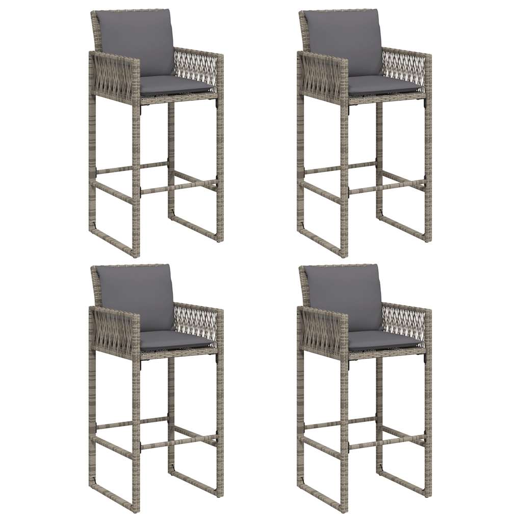 5-Tlg. Gartenbar-Set Mit Kissen Poly Rattan Akazie