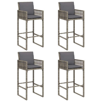 5-Tlg. Gartenbar-Set Mit Kissen Poly Rattan Akazie