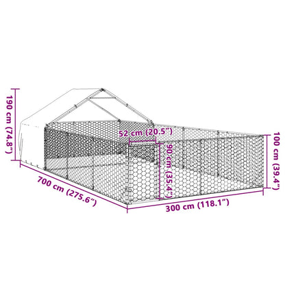 Outdoor-Hundezwinger Mit Auslauf 7X3X1,9 M Verzinkter Stahl