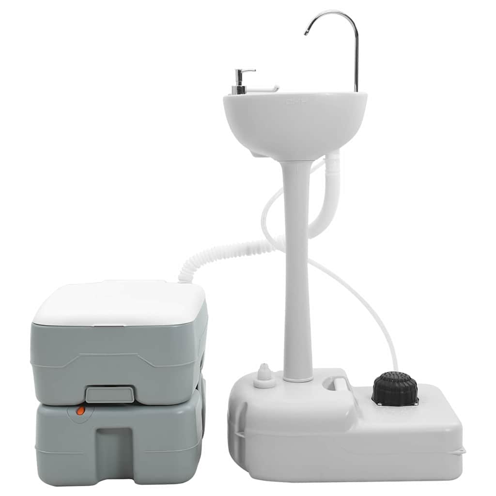 Camping Toiletten-Set 2 Pcs Grau 50,5 X 33 X 103 Cm
