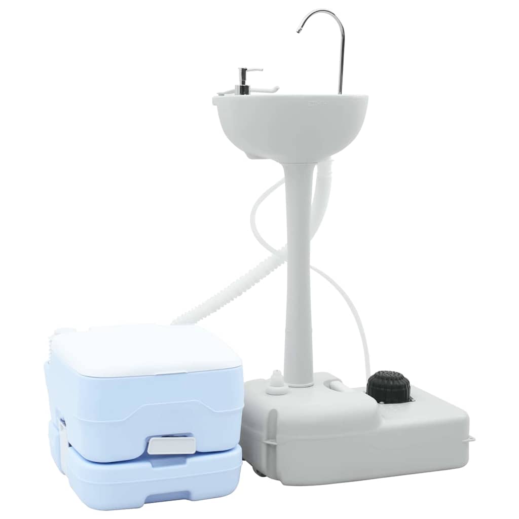 Camping Toiletten-Set 2 Pcs Blau Und Weiß