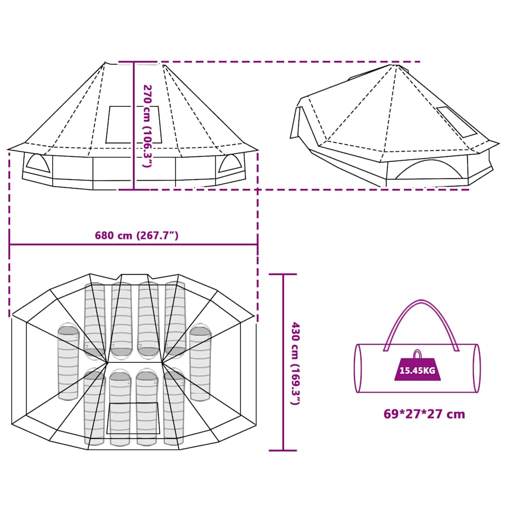 Tipi Zelt Mit Dach Mit Speicher 680 X 430 X 270 Cm Taft