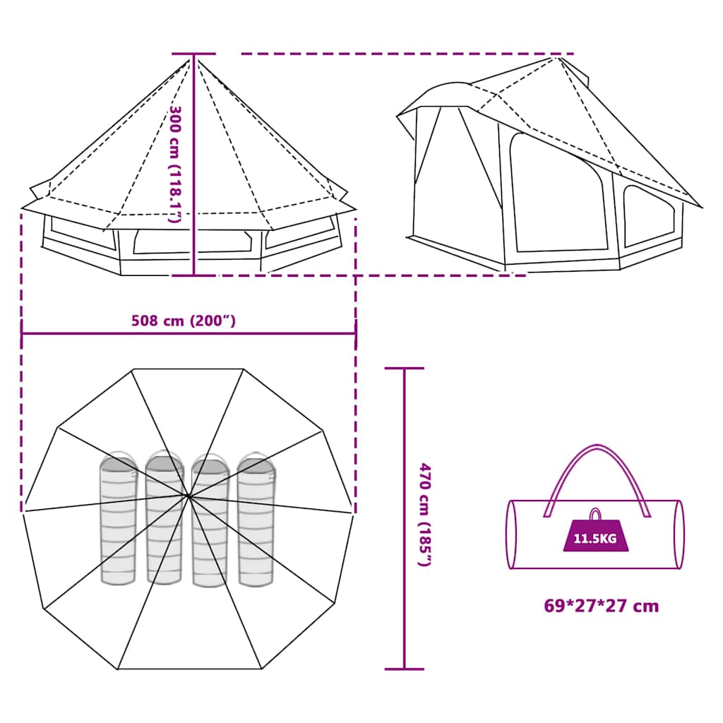 Tipi Zelt Mit Dach 508 X 470 X 300 Cm Taft