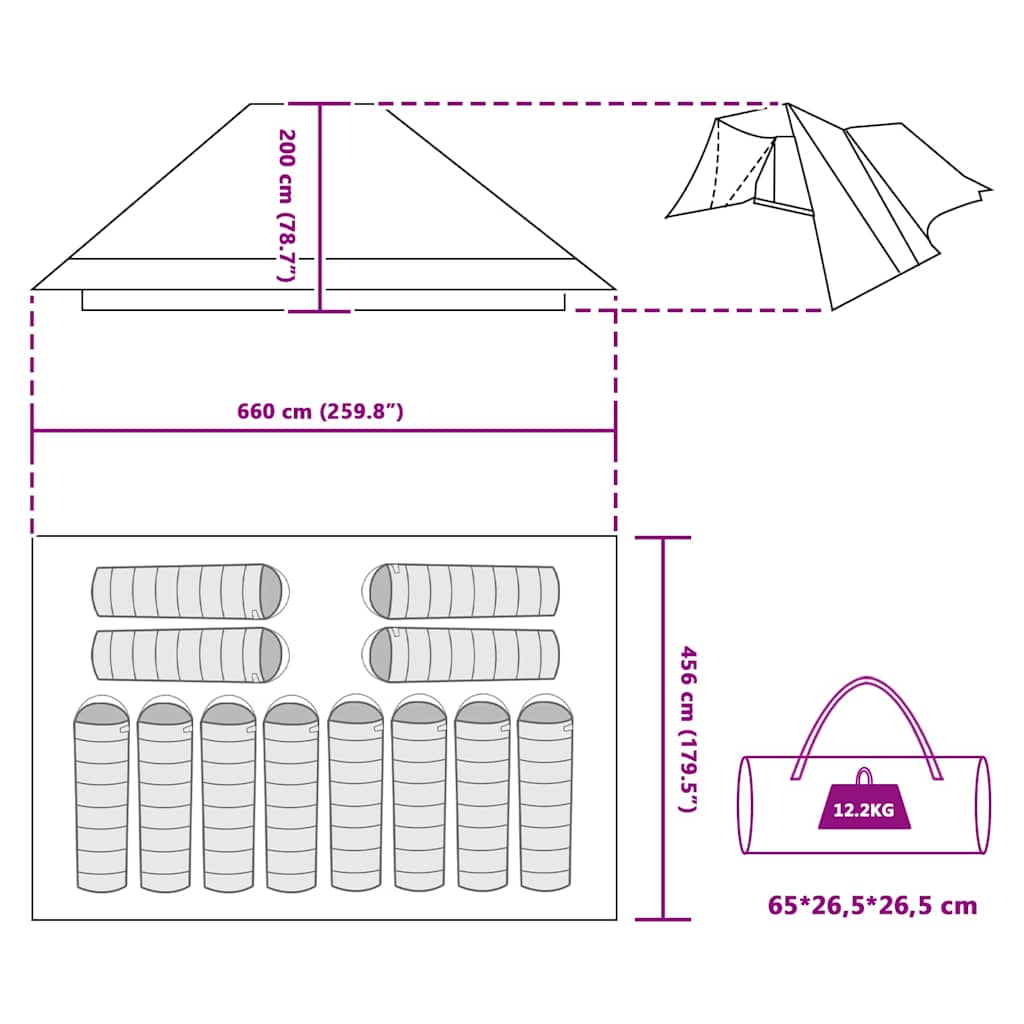 Tipi Zelt Mit Dach 660 X 456 X 200 Cm Taft