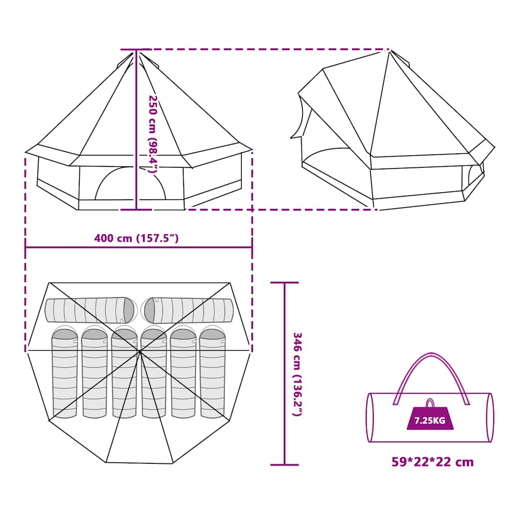 Tipi Zelt Mit Dach 400 X 346 X 250 Cm Taft