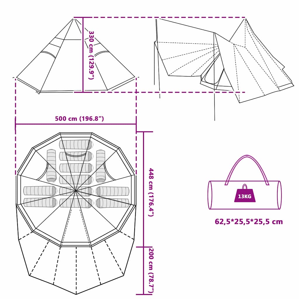 Tipi Zelt Mit Dach Mit Speicher 510 X 690 X 330 Cm Taft