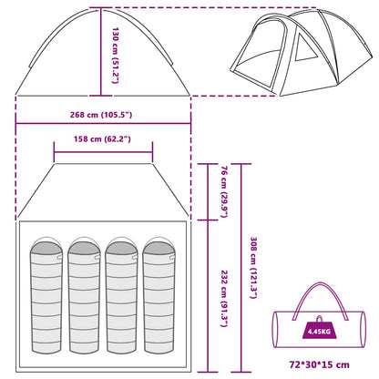 Kuppelzelt 4 Personen Wasserdicht Taft