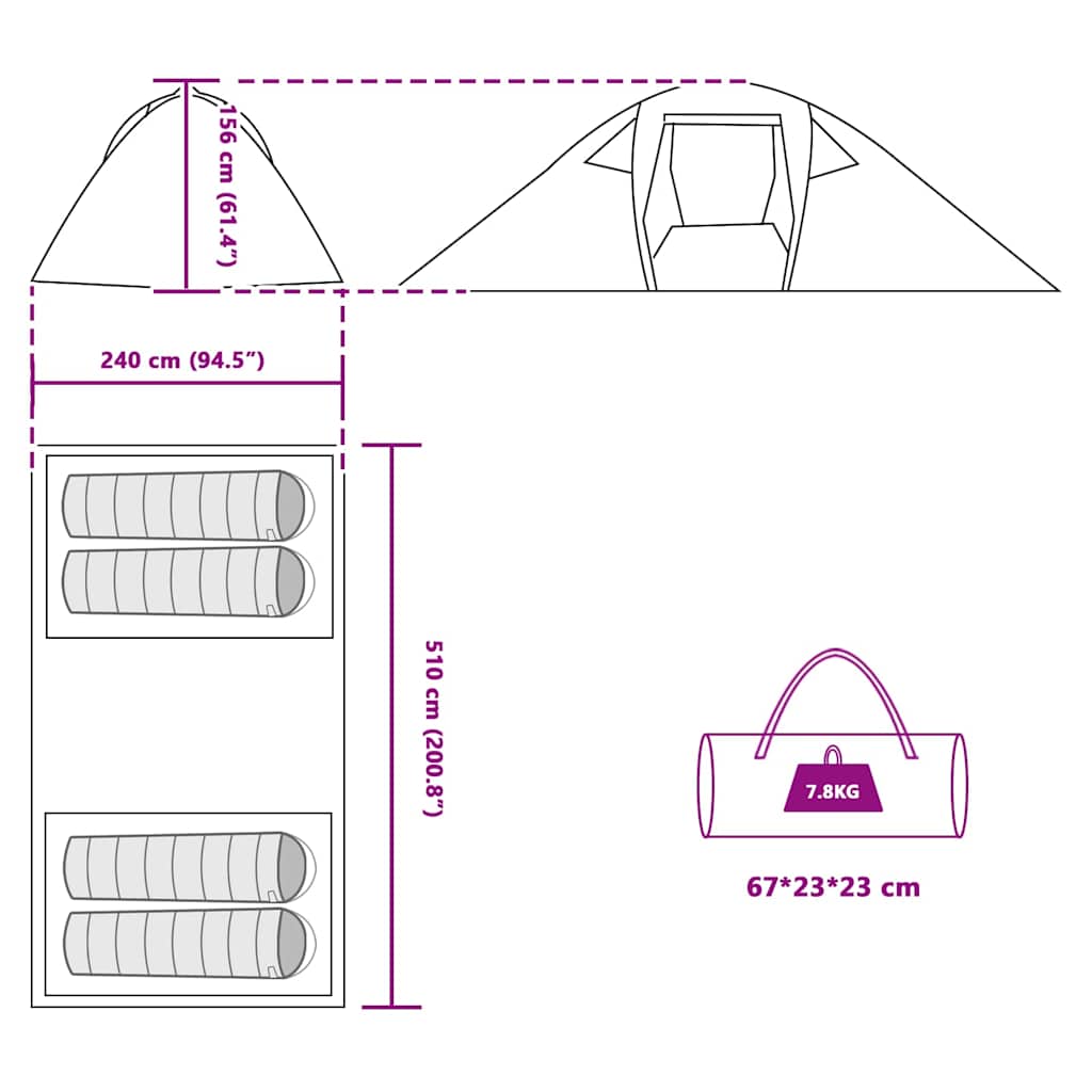 Tunnelzelt Mit Dach Mit Speicher 510 X 240 X 156 Cm Taft