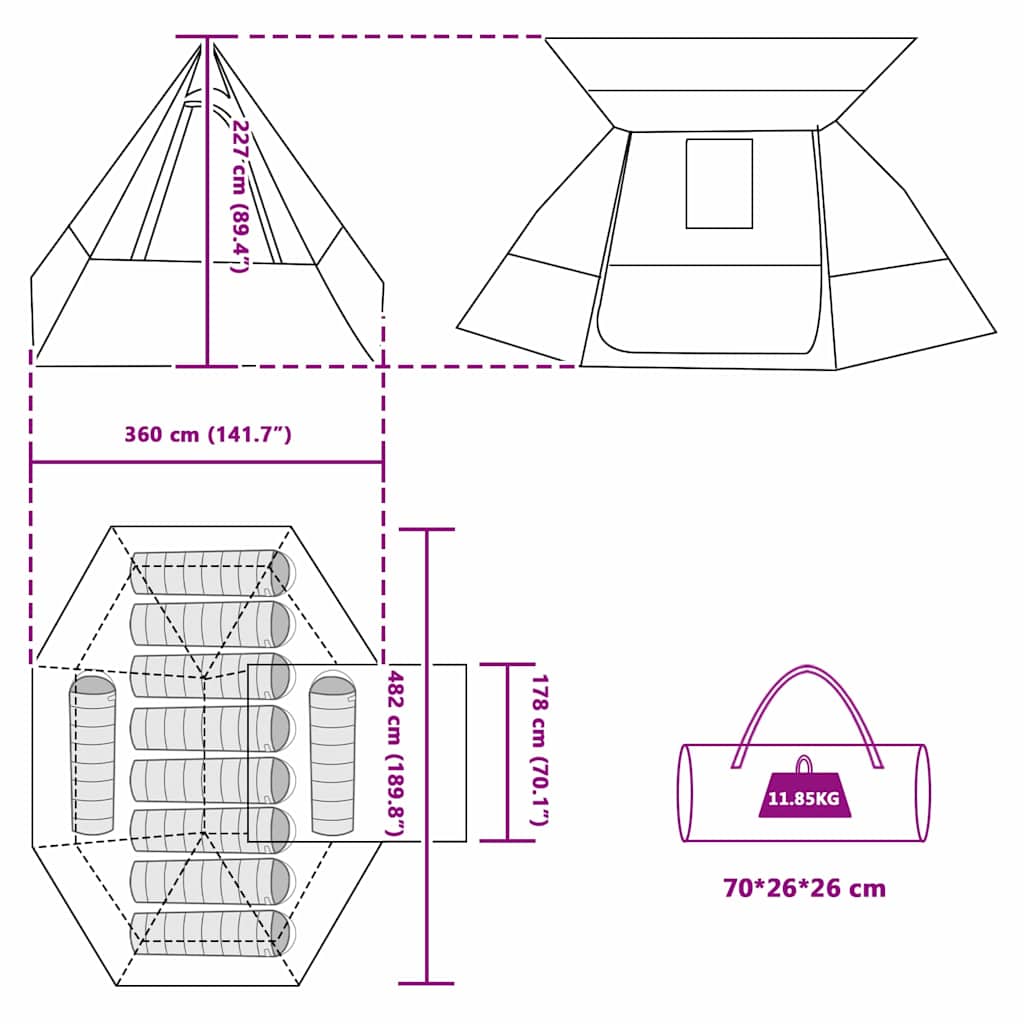 Campingzelt Mit Dach Mit Speicher 482 X 360 X 227 Cm Taft