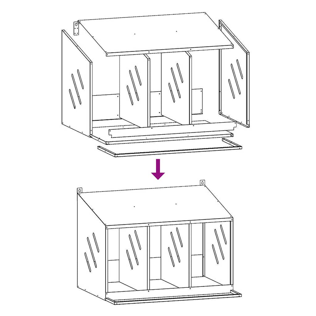 Hühner-Nistkasten Mit 3 Fächern Metall