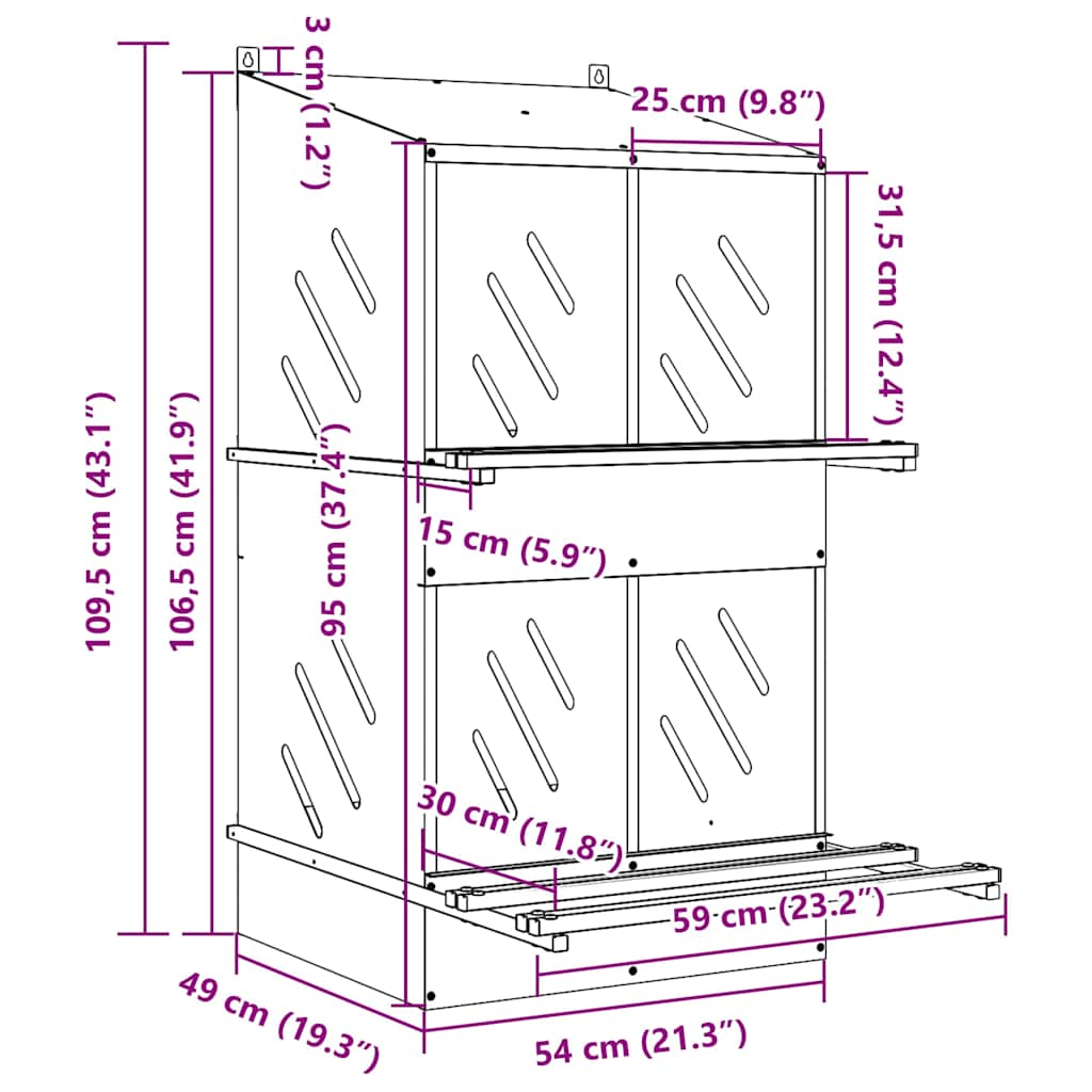 Hühner-Nistkasten Mit 4 Fächern Metall