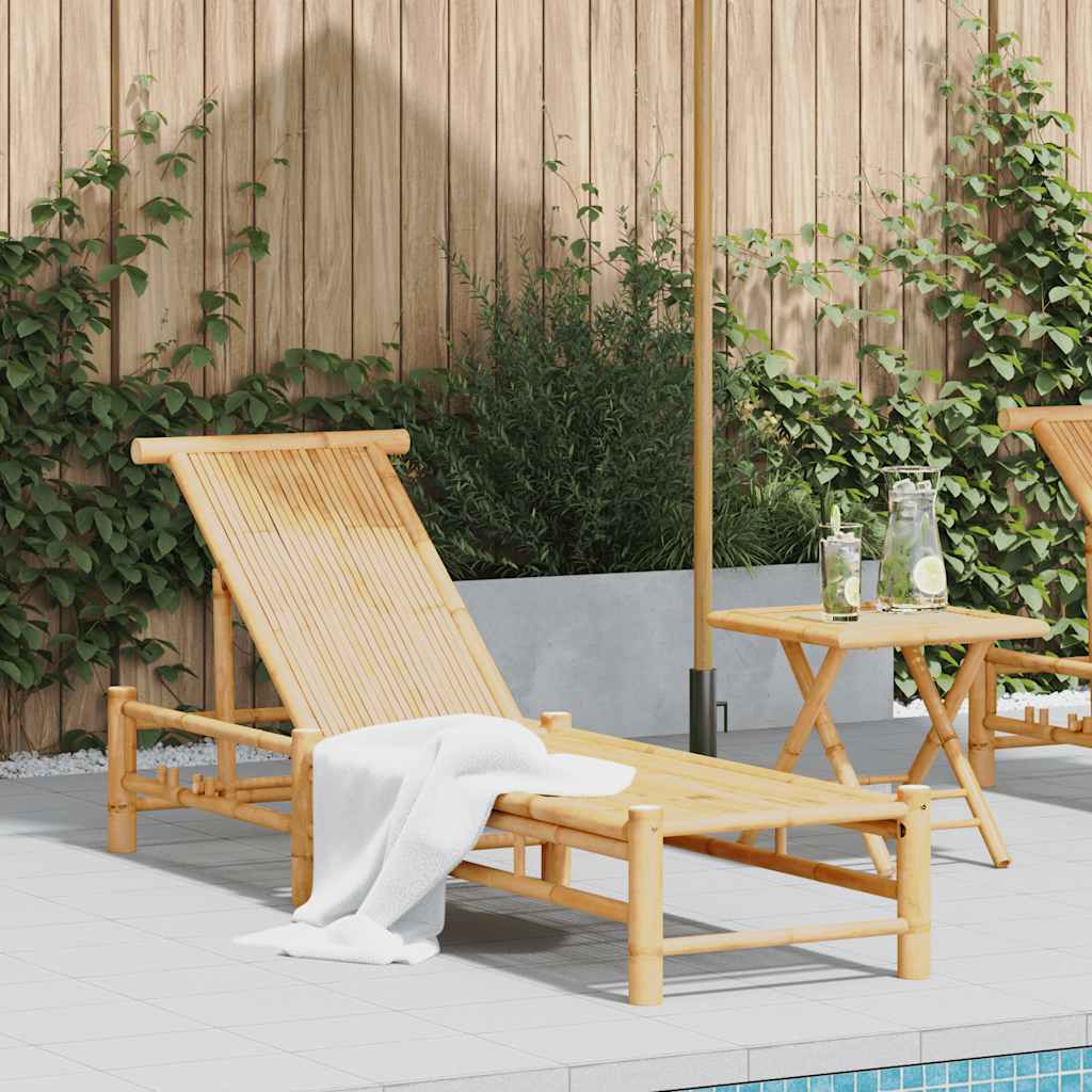Sonnenliege Mit Auflage 55X199X30 Cm Bambus