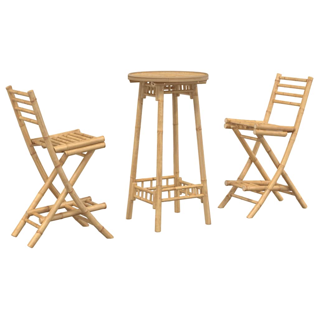 3-Tlg. Outdoor-Bar-Set Klappbar Bambus