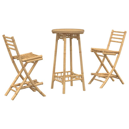 3-Tlg. Outdoor-Bar-Set Klappbar Bambus