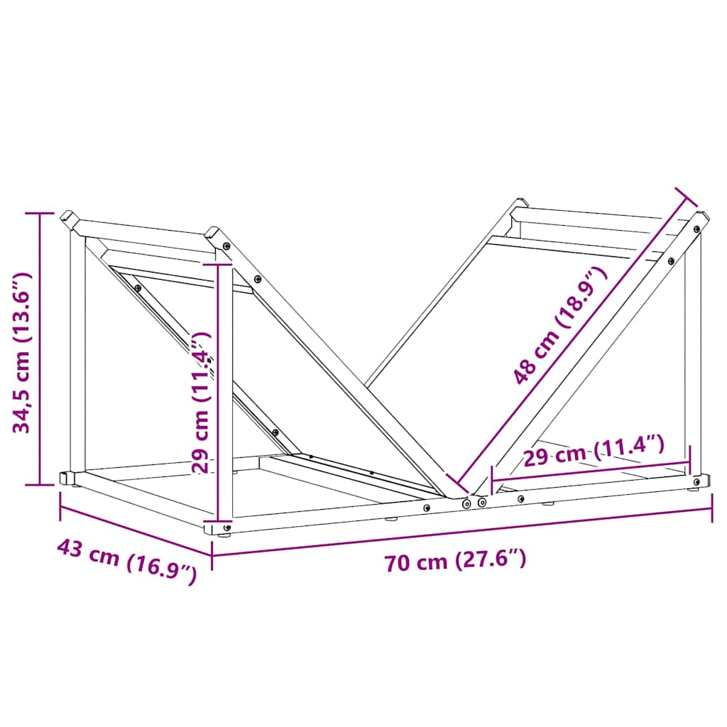 Brennholzregal 70X43X34,5 Cm Kaltgewalzter Stahl
