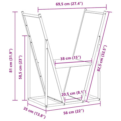 Brennholzregal 69,5X35X81 Cm Kaltgewalzter Stahl