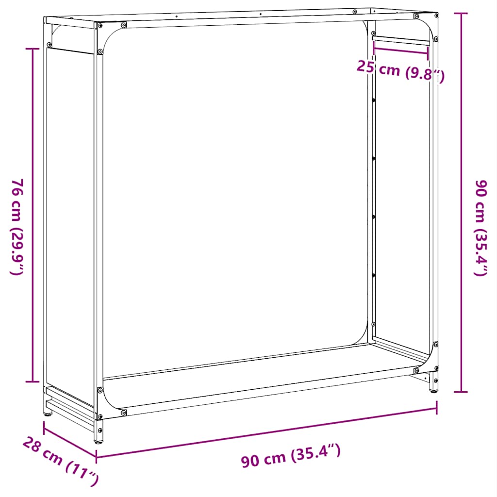 Brennholzregal 90X28X90 Cm Kaltgewalzter Stahl