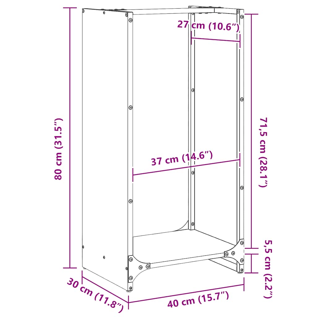 Brennholzregal 40X30X80 Cm Wetterfester Stahl