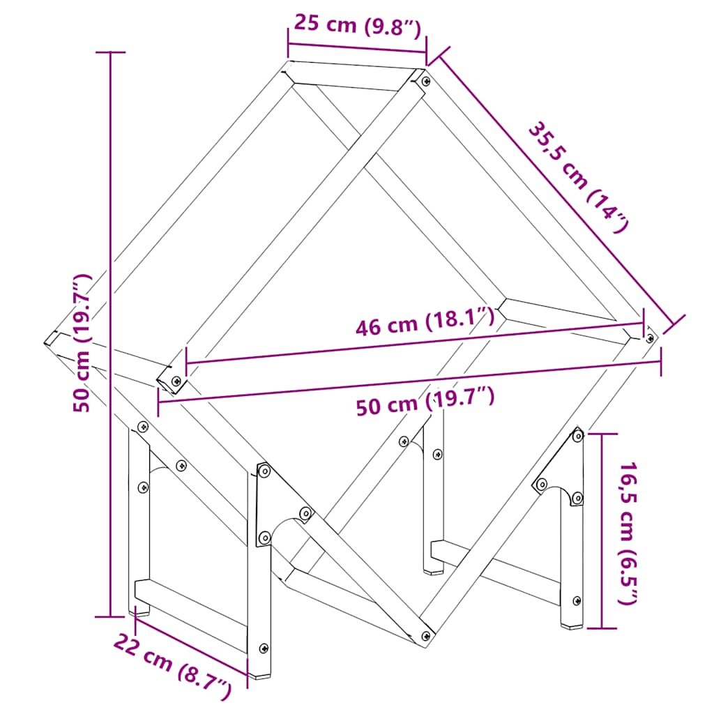 Brennholzregal 50X25X50 Cm Kaltgewalzter Stahl