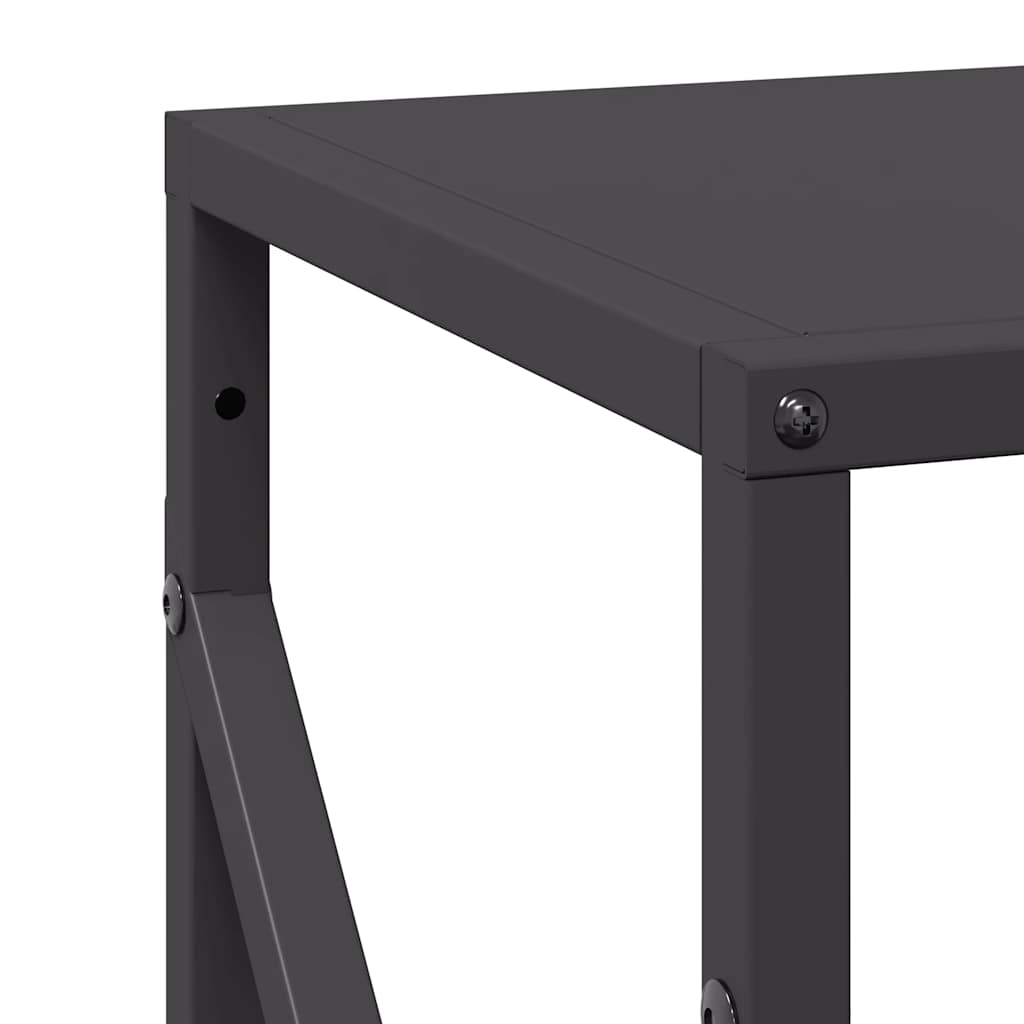Brennholzregal Schwarz 34X25X100 Cm Kaltgewalzter Stahl Betongrau
