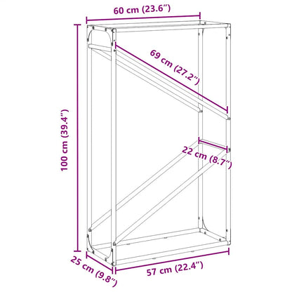 Brennholzregal 60X25X100 Cm Kaltgewalzter Stahl