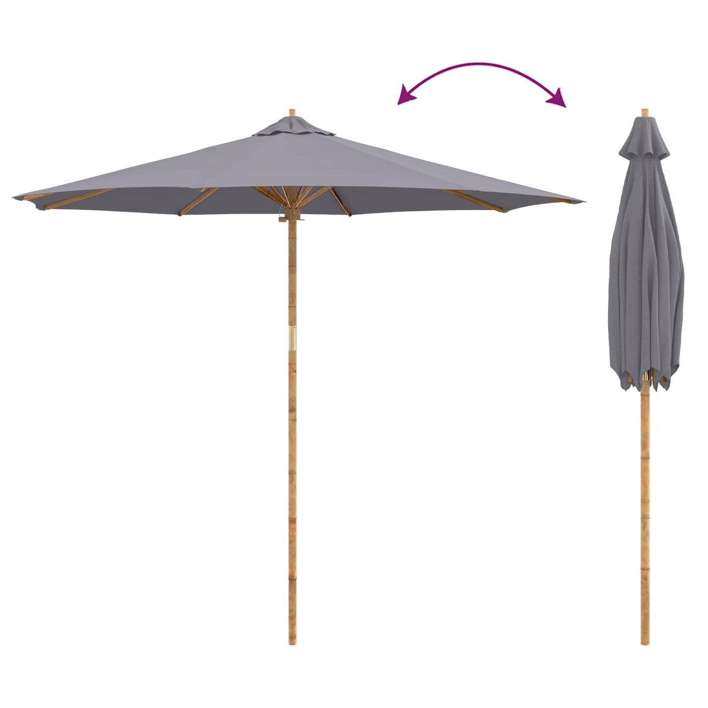 Garten-Sonnenschirm Ø 270 X 260 Cm Bambus