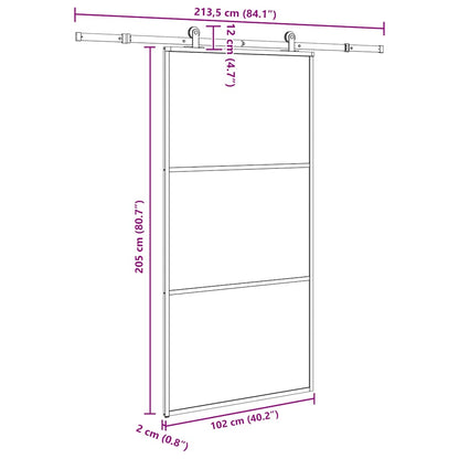 Schiebetür Mit Beschlag 102X205 Cm Esg-Glas & Aluminium