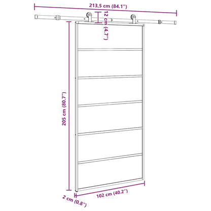 Schiebetür Mit Beschlag 102X205 Cm Esg-Glas & Aluminium