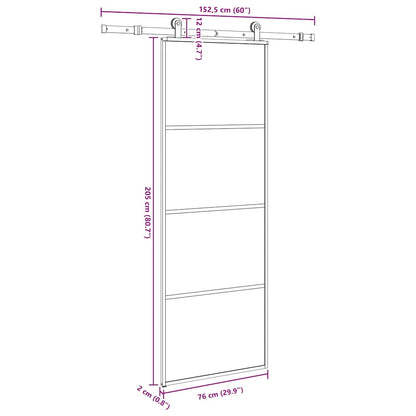Schiebetür Mit Beschlag 76X205 Cm Esg-Glas & Aluminium
