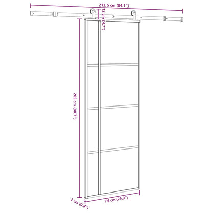Schiebetür Mit Beschlag 76X205 Cm Esg-Glas & Aluminium