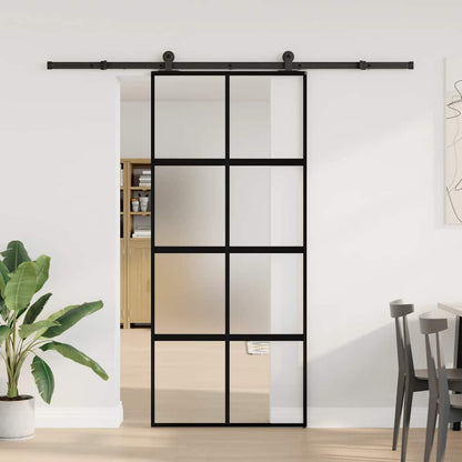 Schiebetür Mit Beschlag 90X205 Cm Hartglas Und Aluminium
